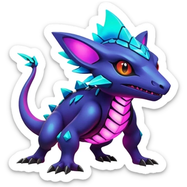 Dark bright neon colorful edgy exotic Fakémon-Pokémon-Vernid-creature sticker