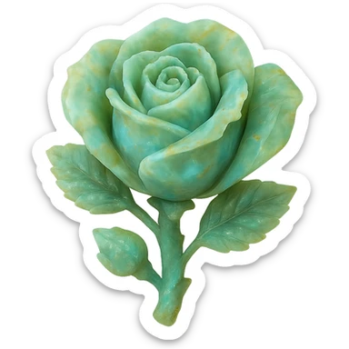 green Opal crystal rose flower, remove background sticker