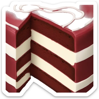 Dark red cake cake slice with white frosting layers dollops of frosting on top  sticker