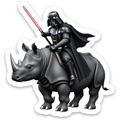 Death Vader riding a rhino sticker