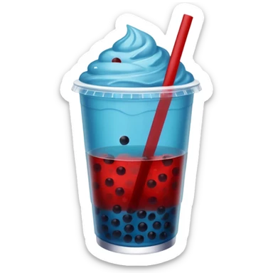 Tealish-blue Starbucks drink with red popping boba sticker