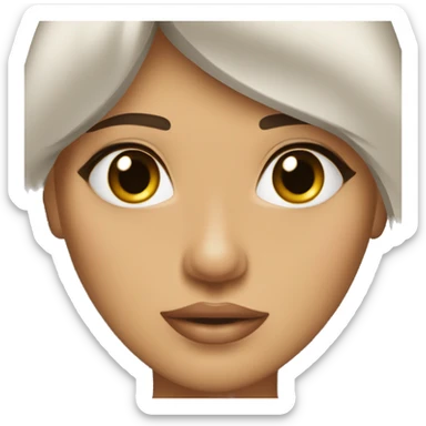 mujer morena con flequillo, pecas, ojos marrones, labios finos sticker