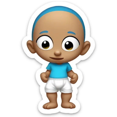 HAIRLESS BABY IN DIAPER WITH BLUE T-SHIRT, RUGRATS sticker