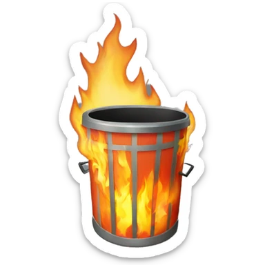 Trashbin on fire  sticker