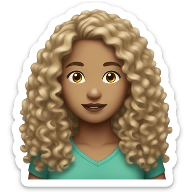 light skin girl long curly brown hair with freckles  sticker