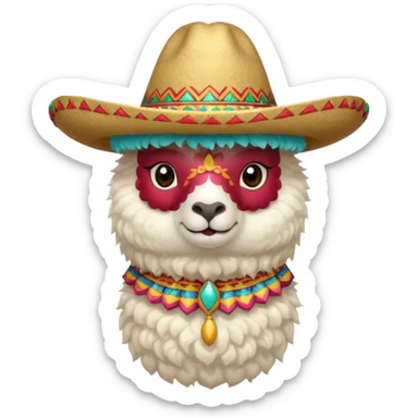 white alpaca wearing sombrero sticker