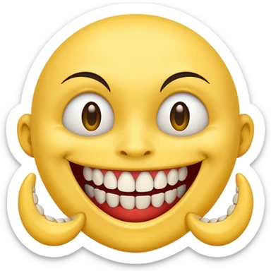 creepy smile lots of teeth built like regular yellow smile sticker