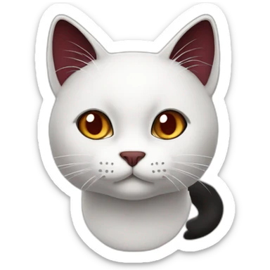 White, black and maroon cat sticker