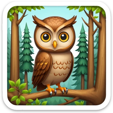 forest character side eye with owl perched sticker