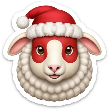 Sheep wear a red hat, portrait sticker