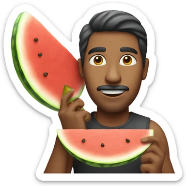 emoji of a india man eating a watermelon and chicken leg sticker