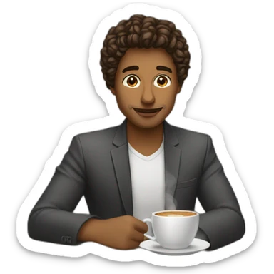 Una persona de negocios tomando café con un mood emprendedor  sticker