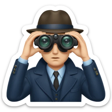 Detective peeking through binoculars sticker