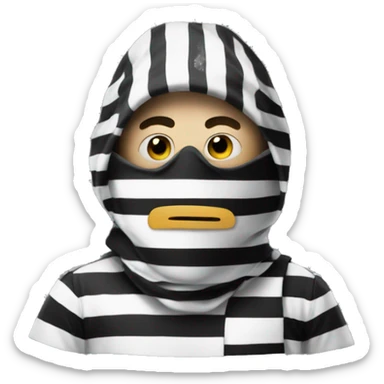 Goon wearing mask over eyes, burglar, black and white striped shirt sticker