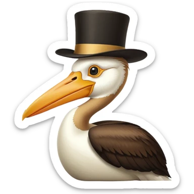 pelican in top hat sticker