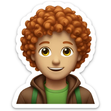 red head boy with curly hair and green eyes smiling  sticker
