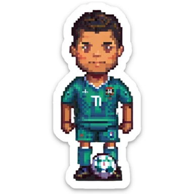 Cristiano Ronaldo, footballer, pixel art style, pixel art character sticker