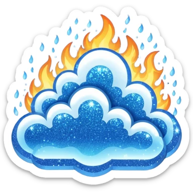 blue marine glitter fire sticker