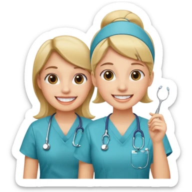 Dentist  with dental assistant girl sticker