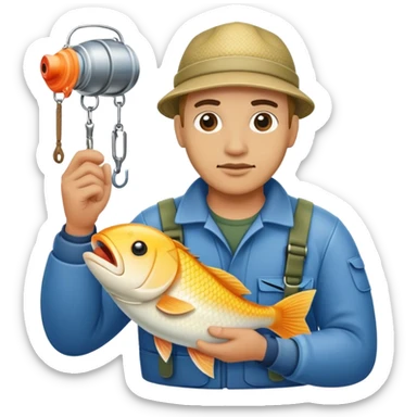 Light-skinned Fisherman with fish sticker