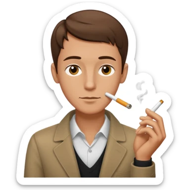 Shirtless thin man with a cigarette and short brown hair sticker