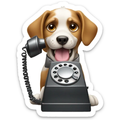 Dog taking a selfie with a rotary phone sticker