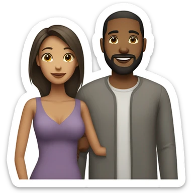 mixed race couple black man with beard and mixed race woman sticker