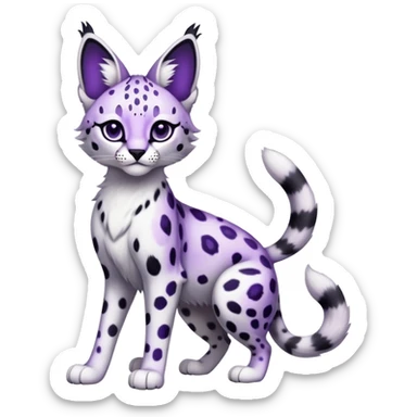 Epic Edgy Cute Black White Purple ethereal Serval-Snow-Leopard-Bobcat-Fionbri full body sticker