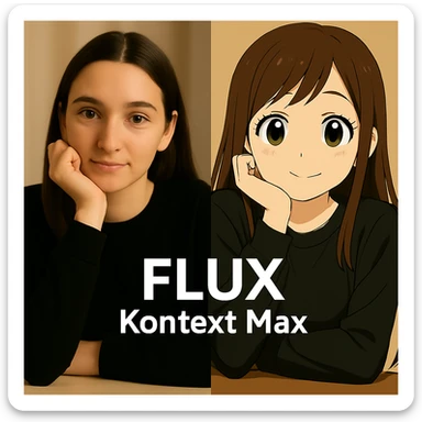 same similar image but chnage the text to "Flux Kontext Max" sticker