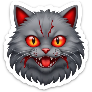 scary cannibal cat sticker