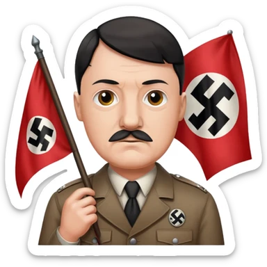 HITLER holding a nazi flag pls sticker
