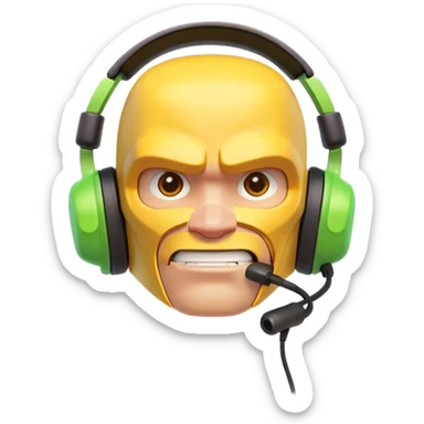 Clash of Clans aesthetic: Cinematic Playful Xbox Headset Portrait Emoji, rendered in a 3D vector-style similar to standard emojis with minimal shading and bold, simplified shapes. A compact, distinct form with signature details, softly glowing with a modern gaming energy charm. Simplified yet unmistakably iconic, highly detailed and consistent, glowing with a soft radiance and high shine. Stylized with a touch of next-gen innovation and a soft glowing outline, capturing the essence of a beloved gaming relic with a friendly, playful manner! sticker