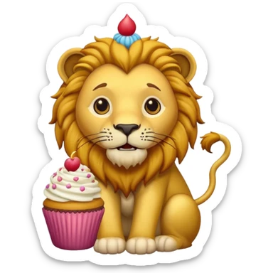 lion with cupcake sticker