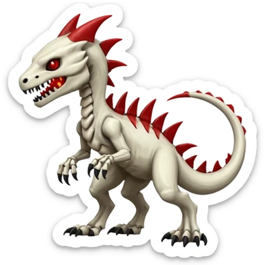 Shiny White Evil Glowing Eldritch Skeletal Creepy Edgy Badass Cool Marowak-Boneknapper-Salandit-Duskull-Darkdramon-fusion with bloody red markings sticker