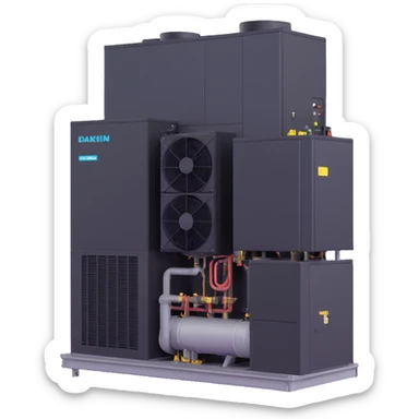 Daikin industrial chiller unit, large commercial cooling equipment sticker
