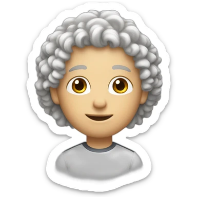 a white pepole with curly hair hand atletics face sticker