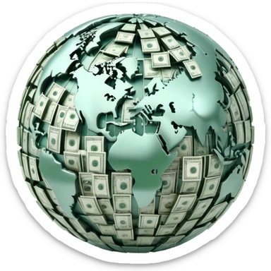 Globe with dollar signs, representing global finance and money world sticker