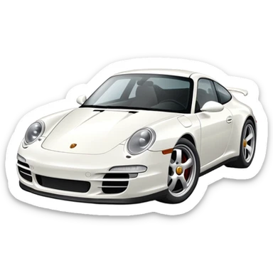 A white porsche 911 car emoji sticker