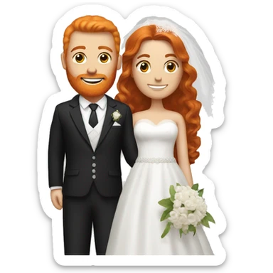 Ginger bride with brunette groome sticker