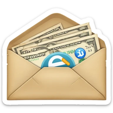 Banknotes enclosed in envelopes sticker