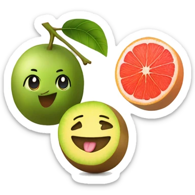 Kiwi, Cherry and Grapefruit together smiling sticker
