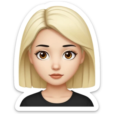 Siyah saçlı (kısa saç) önleri sarı sarı kız beyaz tenli açık orta kahve gözlü kahverengi kaşlı sticker