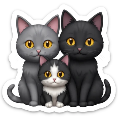 1 grey cat and 1 black cat cuddling sticker