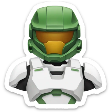Guy wearing a white T-shirt and Master Chief Helmet sticker