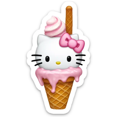 Hello kitty eating an ice cream shes light pink sticker