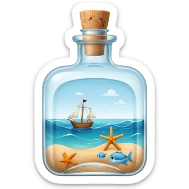 A sea Message Bottle, square sticker