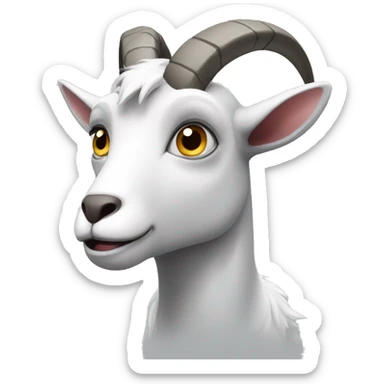 a grey and white goat that is plotting to take over the world sticker