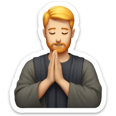 man with orange beard and super short blond hair and square galses as he praying  sticker