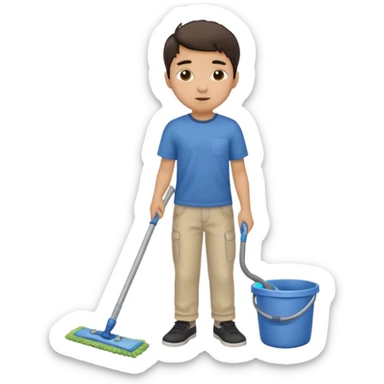 niño trapeando sticker