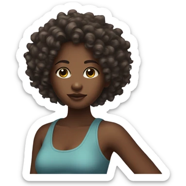 Black girl with curly hair and crop tank top sticker